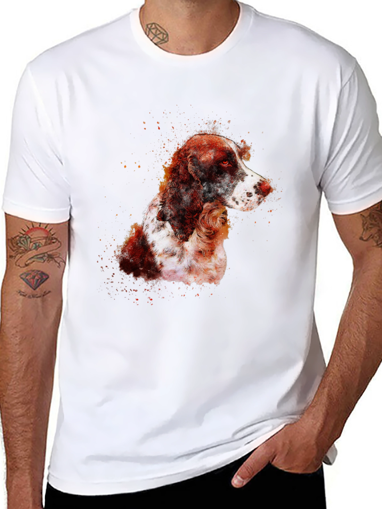 Dog Portrait Graphic Tee - Mens Black T-Shirt