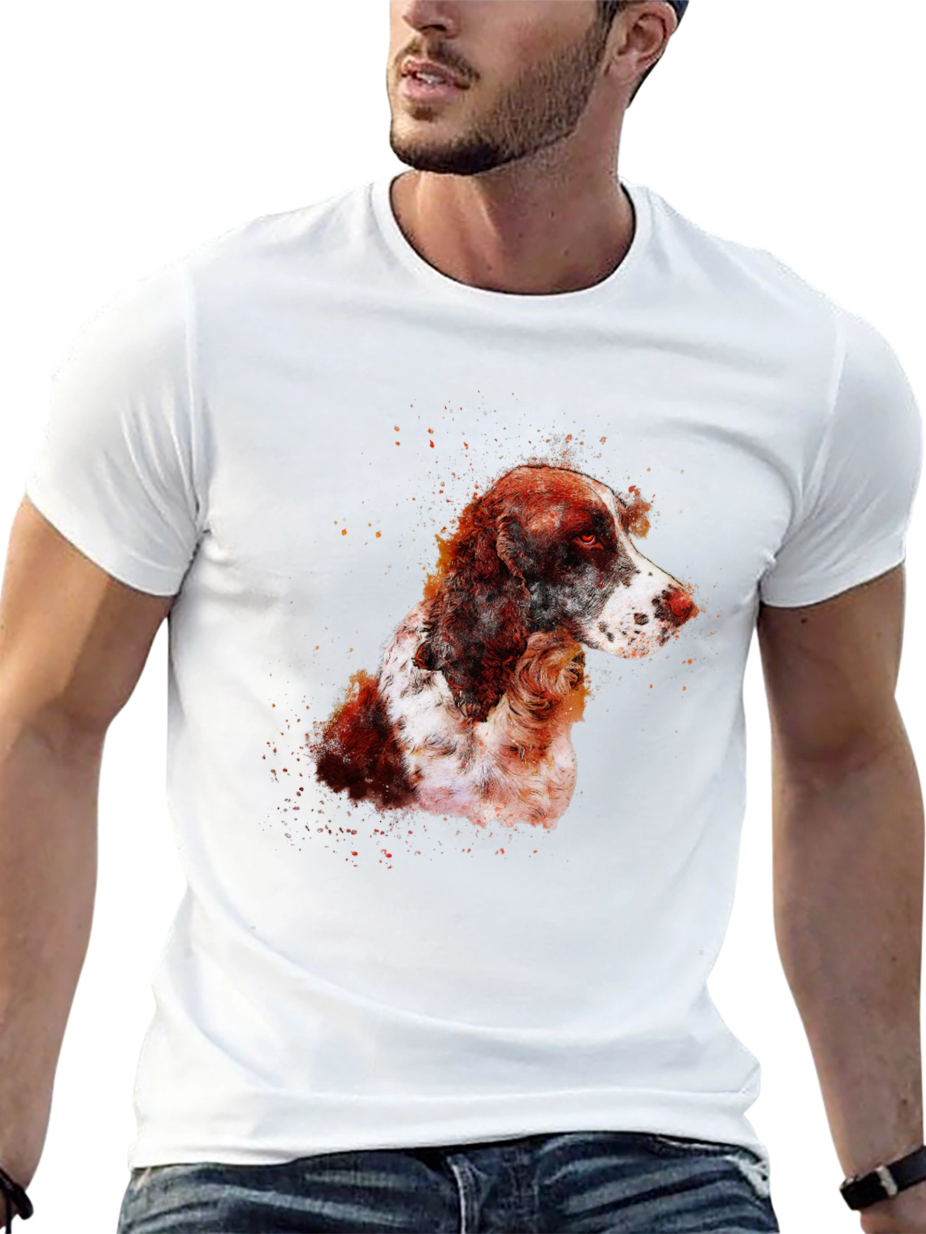 Dog Portrait Graphic Tee - Mens Black T-Shirt