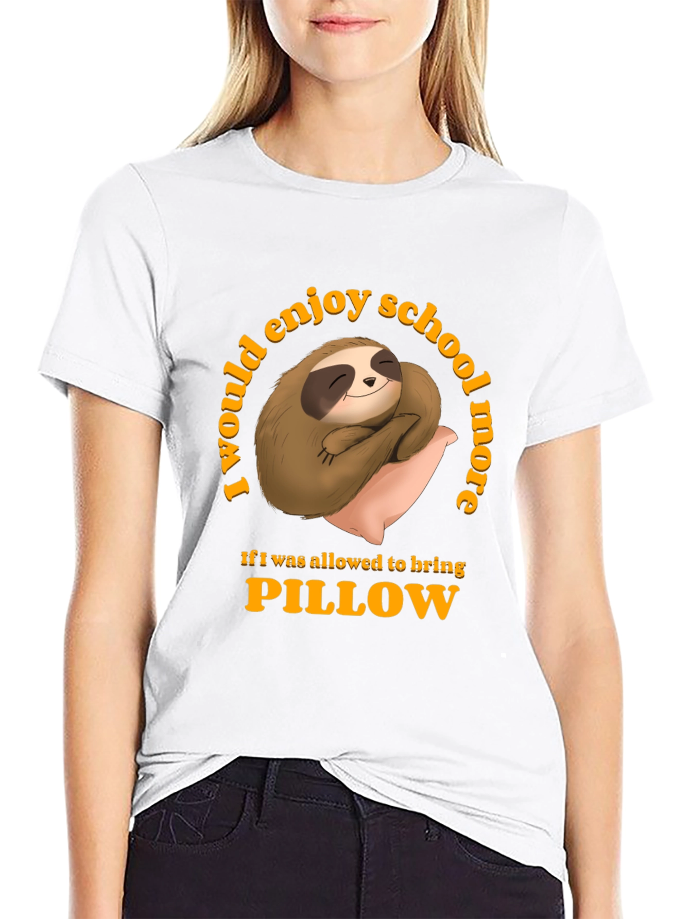 Sloth Pillow T-Shirt - School Nap Time Tee