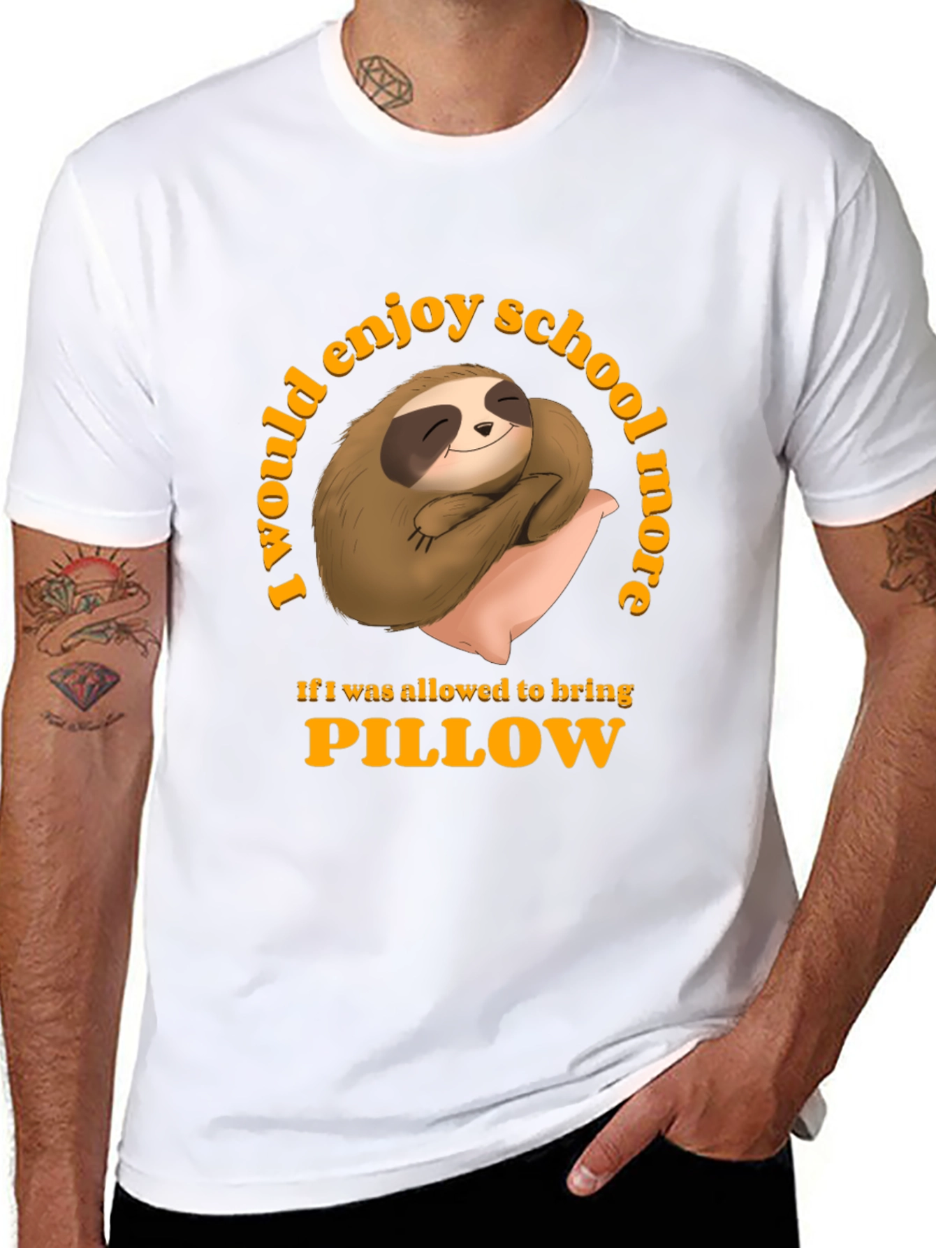 Sloth Pillow T-Shirt - School Nap Time Tee