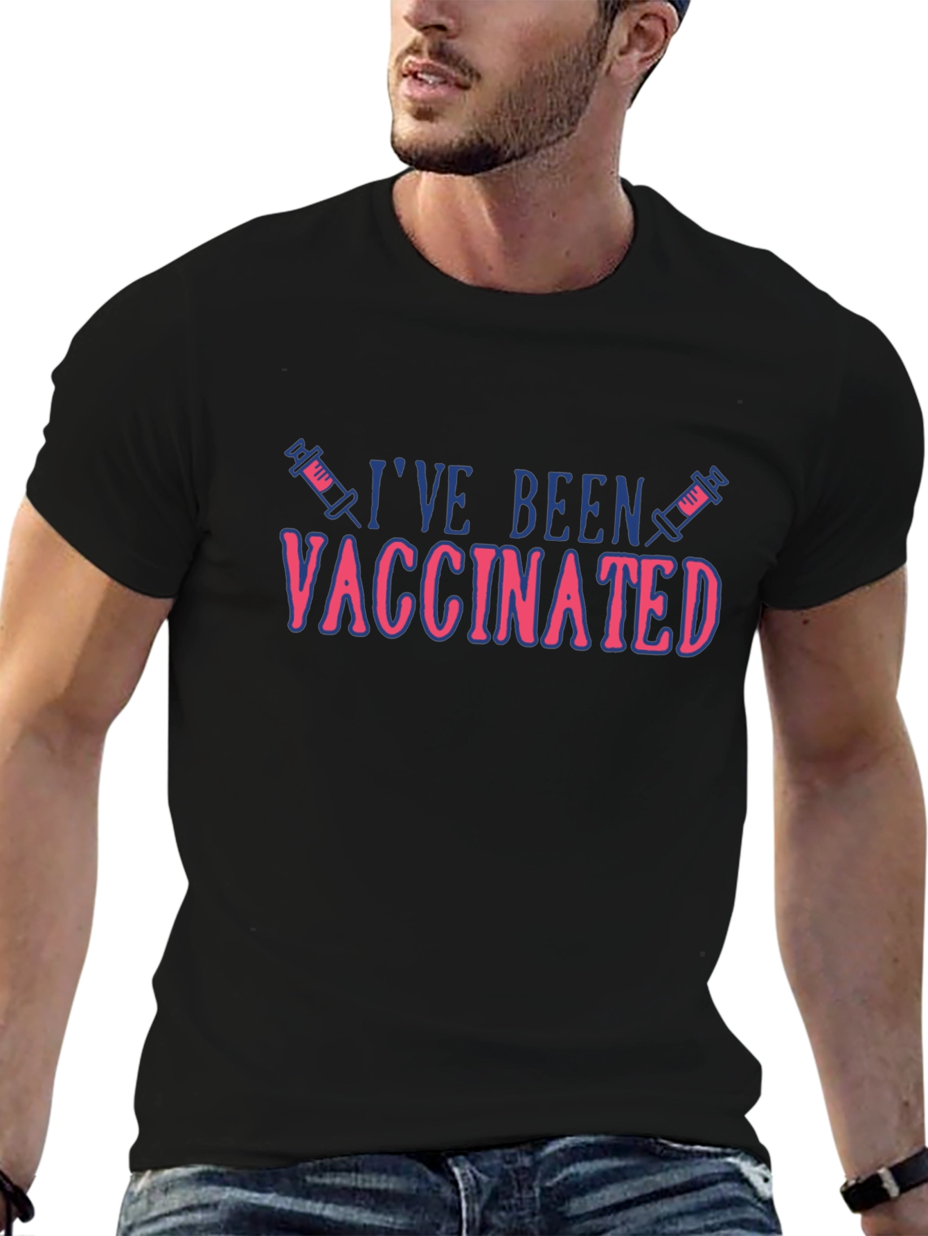Vaccinated Graphic Tee - Black Cotton Blend