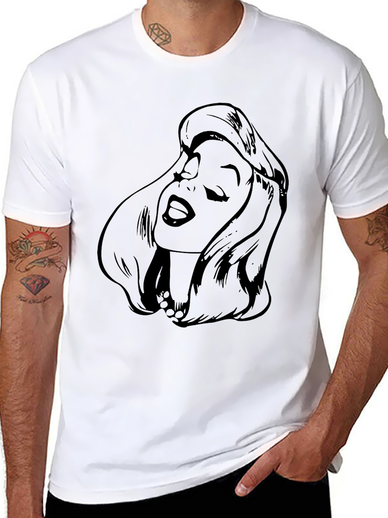 Retro Comic Woman Graphic Black T-Shirt