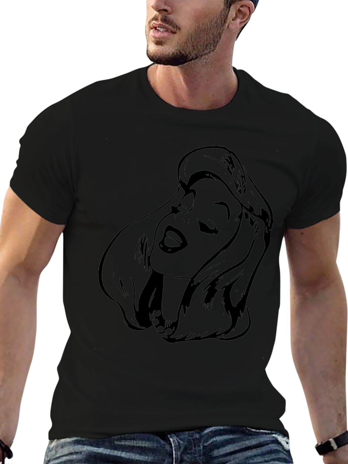 Retro Comic Woman Graphic Black T-Shirt