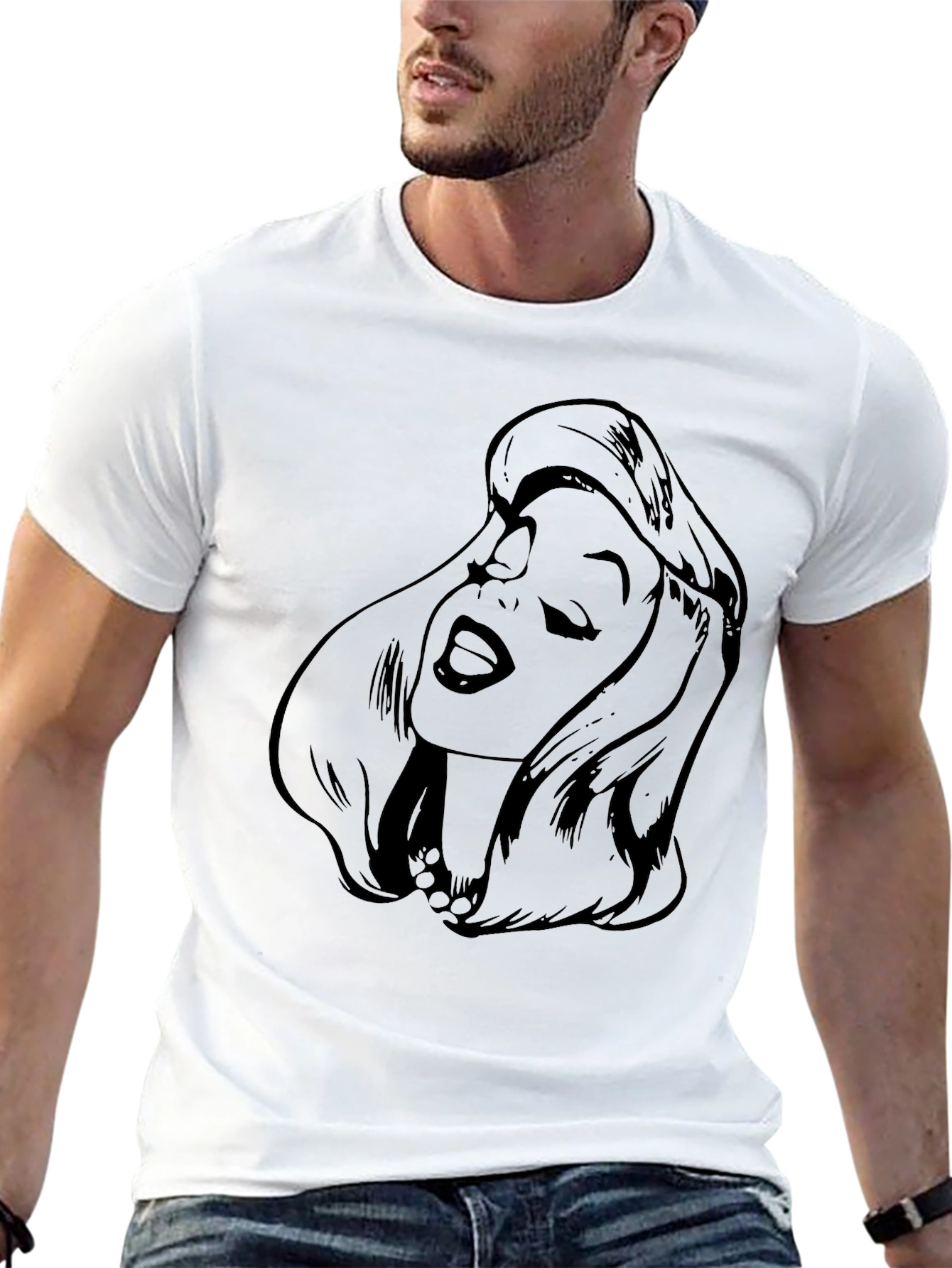 Retro Comic Woman Graphic Black T-Shirt