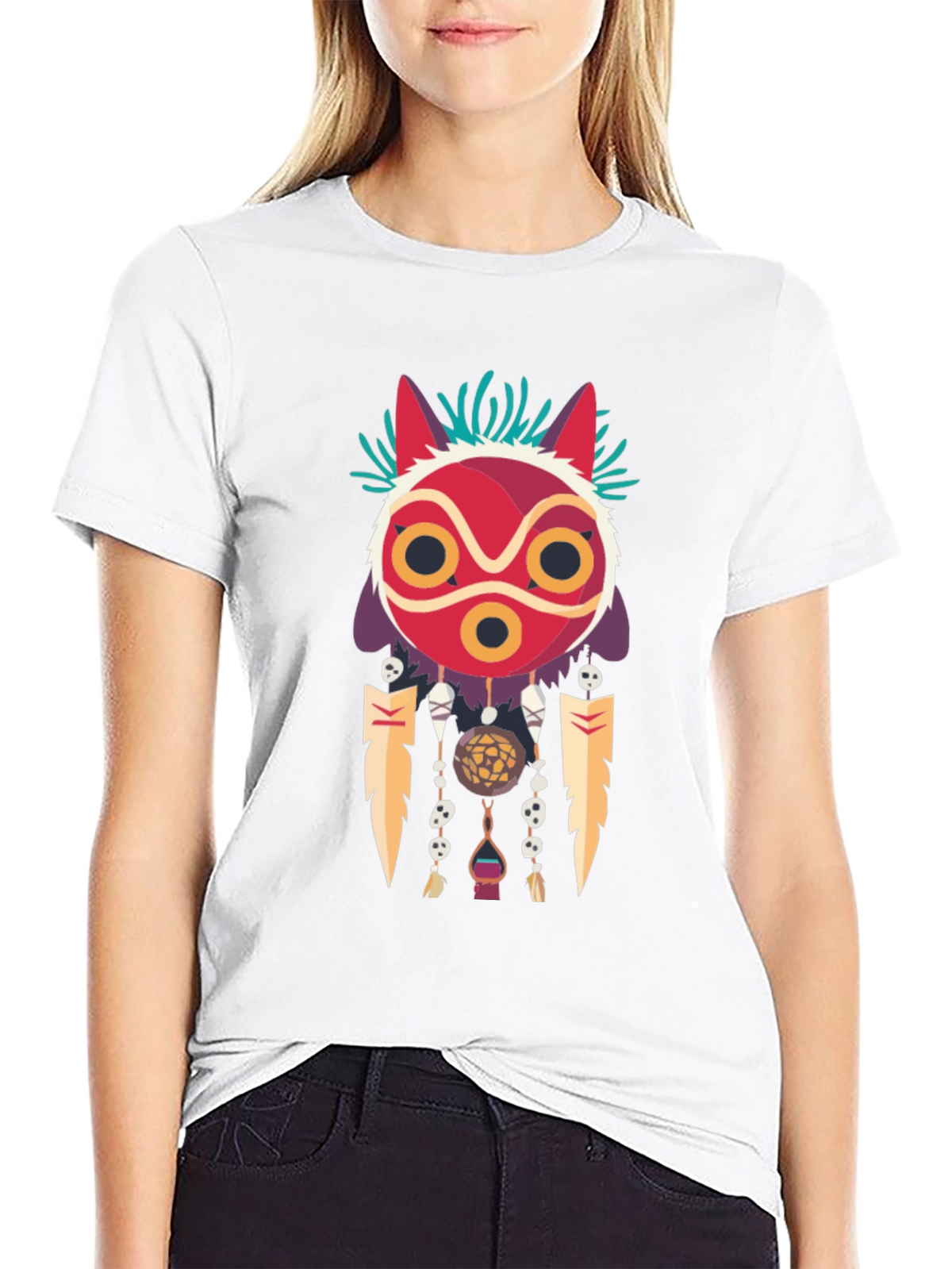 Mononoke Mask Graphic Tee -  Stylish Anime-Inspired Apparel