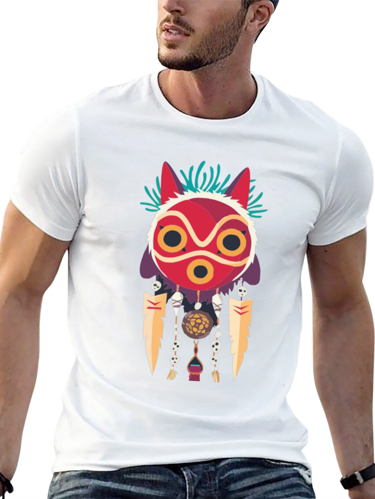 Mononoke Mask Graphic Tee -  Stylish Anime-Inspired Apparel