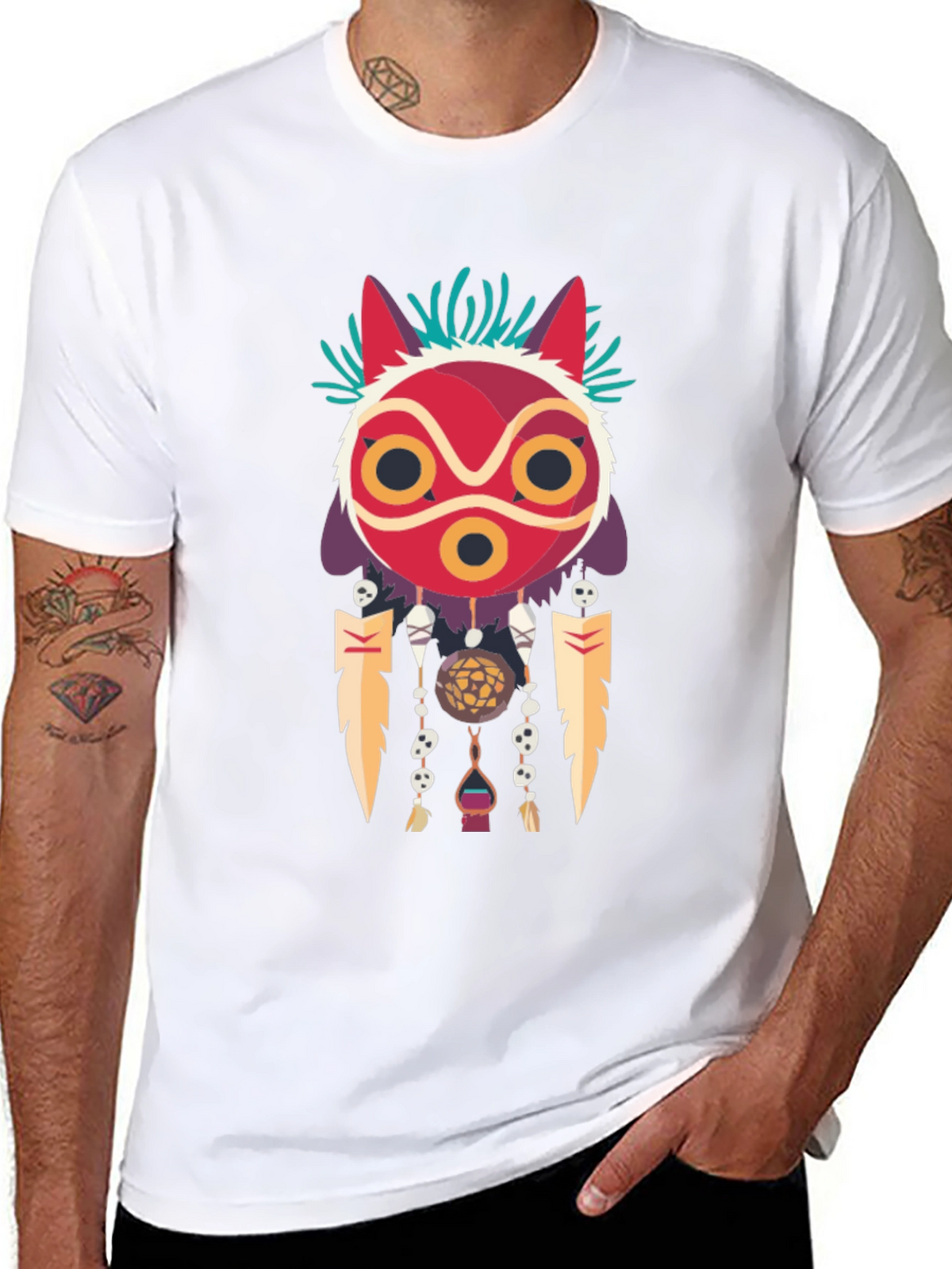 Mononoke Mask Graphic Tee -  Stylish Anime-Inspired Apparel