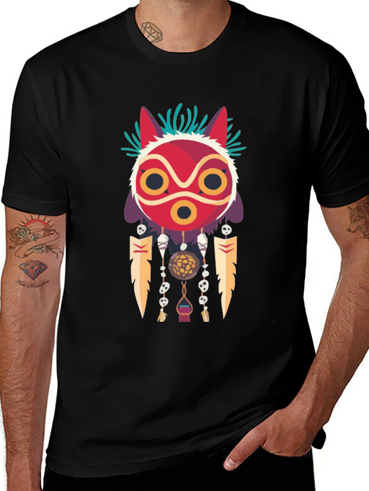 Mononoke Mask Graphic Tee -  Stylish Anime-Inspired Apparel