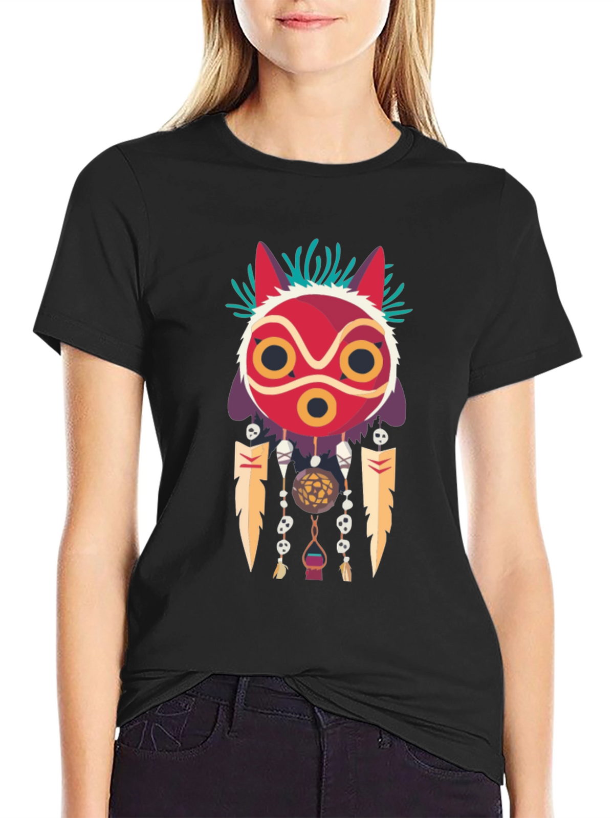Mononoke Mask Graphic Tee -  Stylish Anime-Inspired Apparel