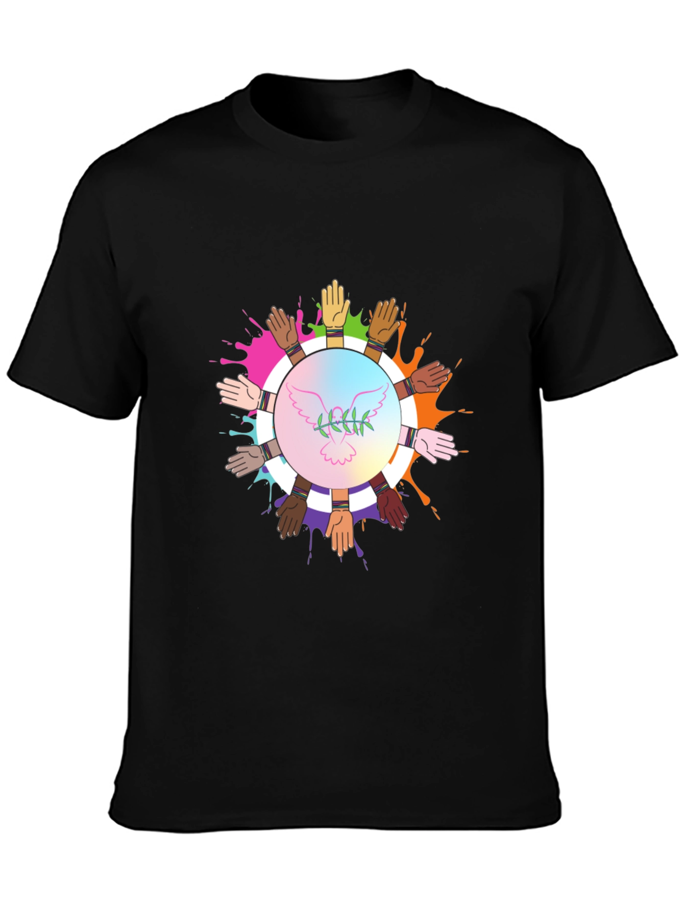 Unity Hands Peace Dove Graphic T-Shirt