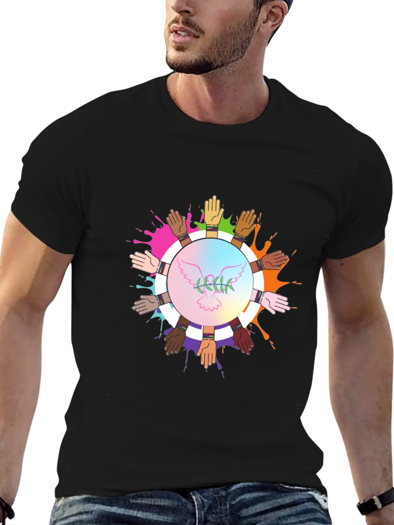 Unity Hands Peace Dove Graphic T-Shirt