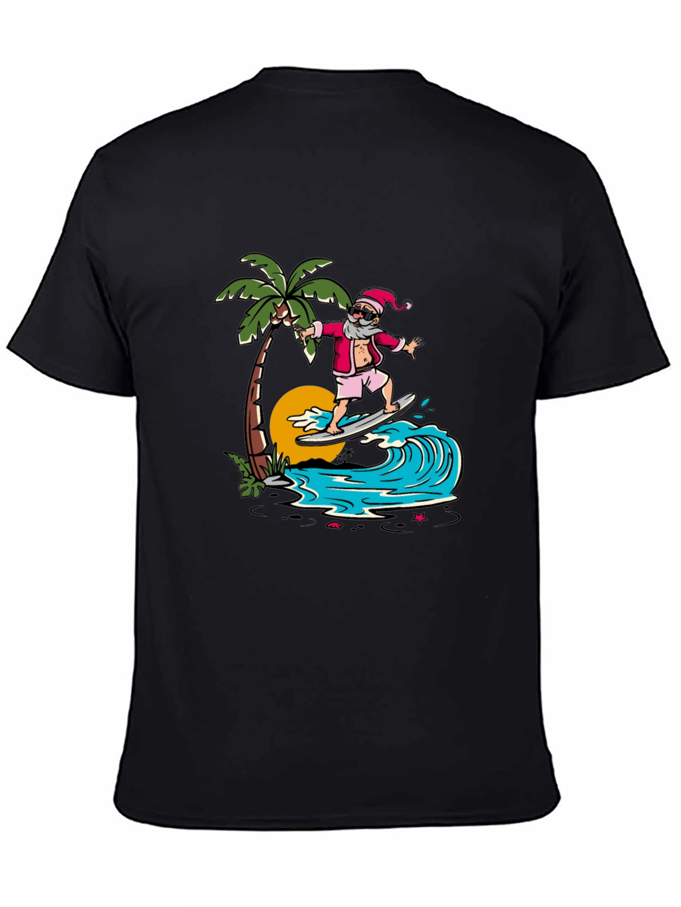 Surfing Santa Graphic Tee - Tropical Christmas