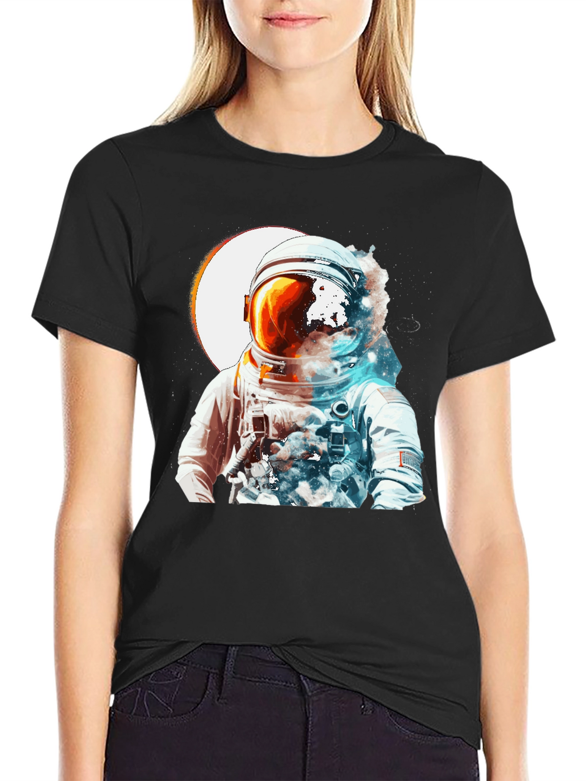 Astronaut Space Graphic Black T-Shirt