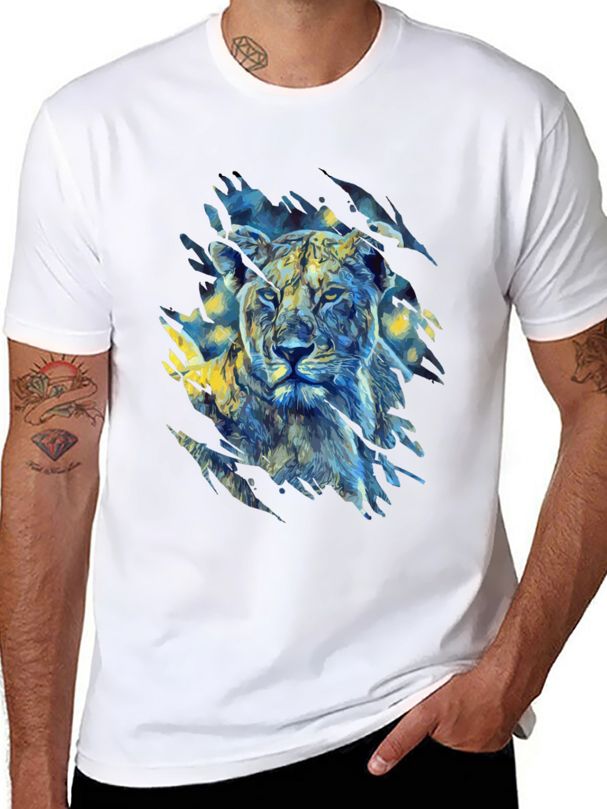 Lion Art Graphic Print T-Shirt