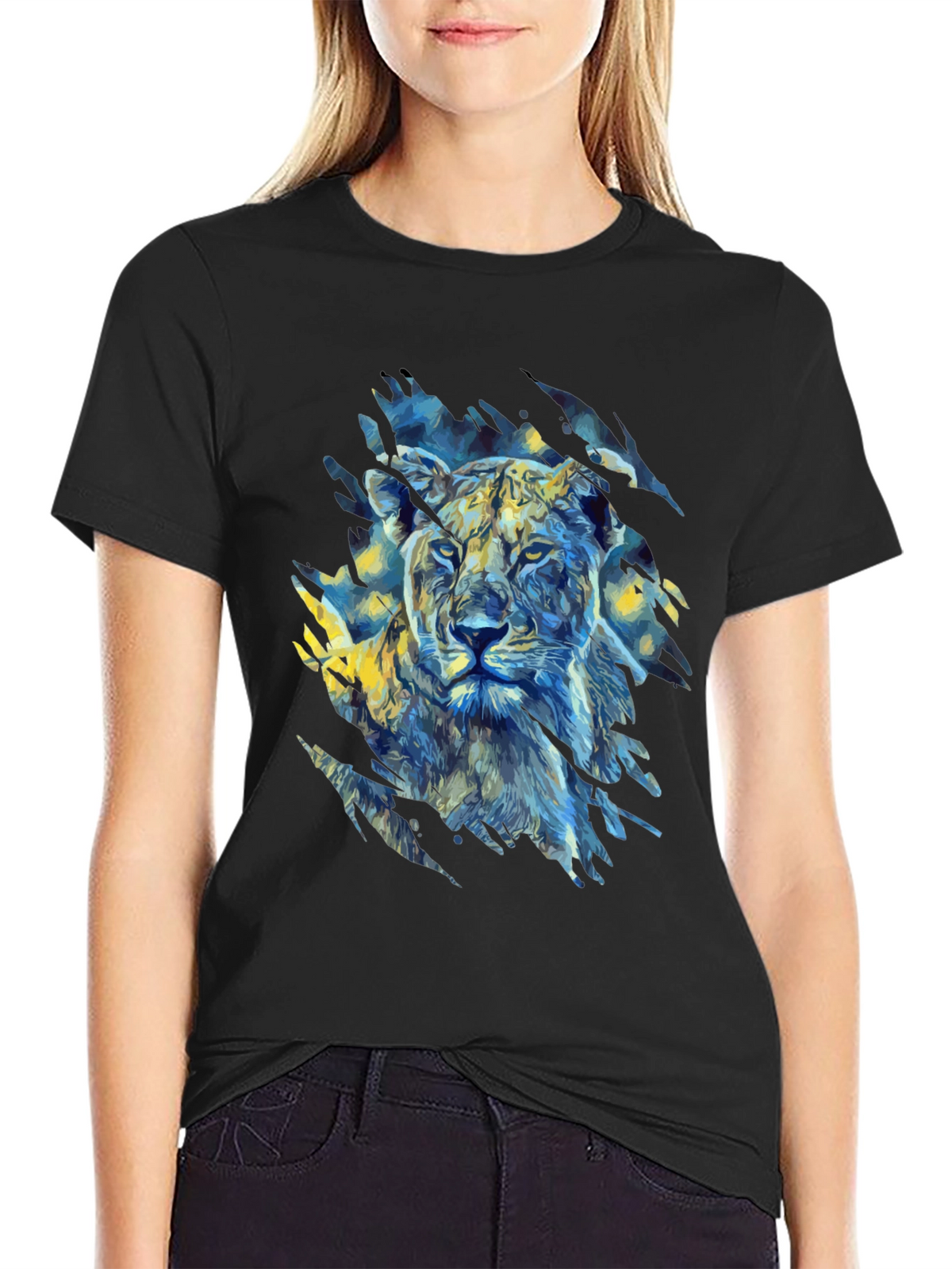 Lion Art Graphic Print T-Shirt