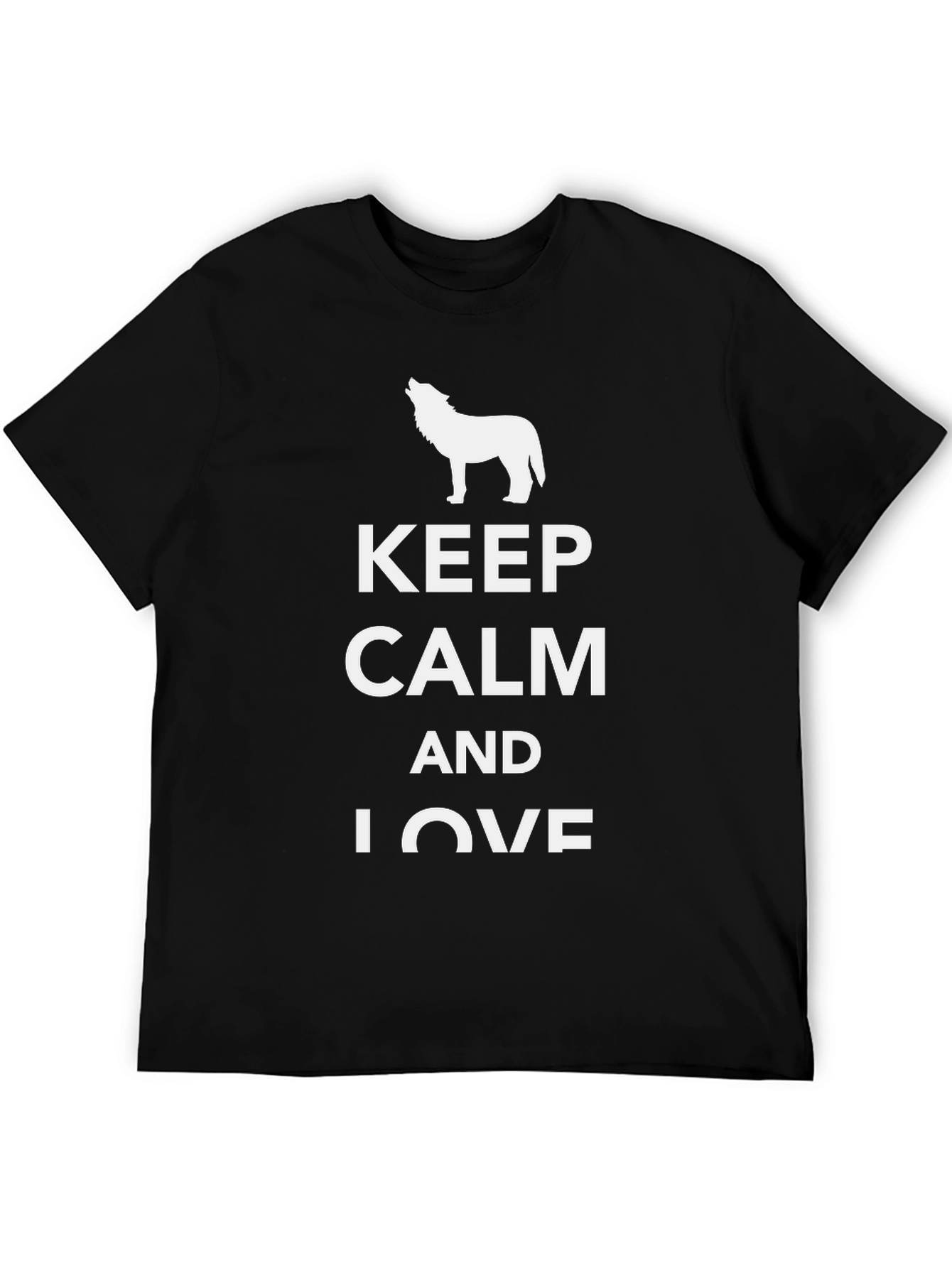 Keep Calm Wolf T-Shirt -  Casual Black Tee