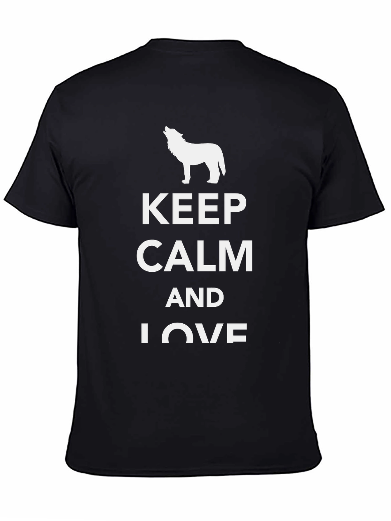 Keep Calm Wolf T-Shirt -  Casual Black Tee