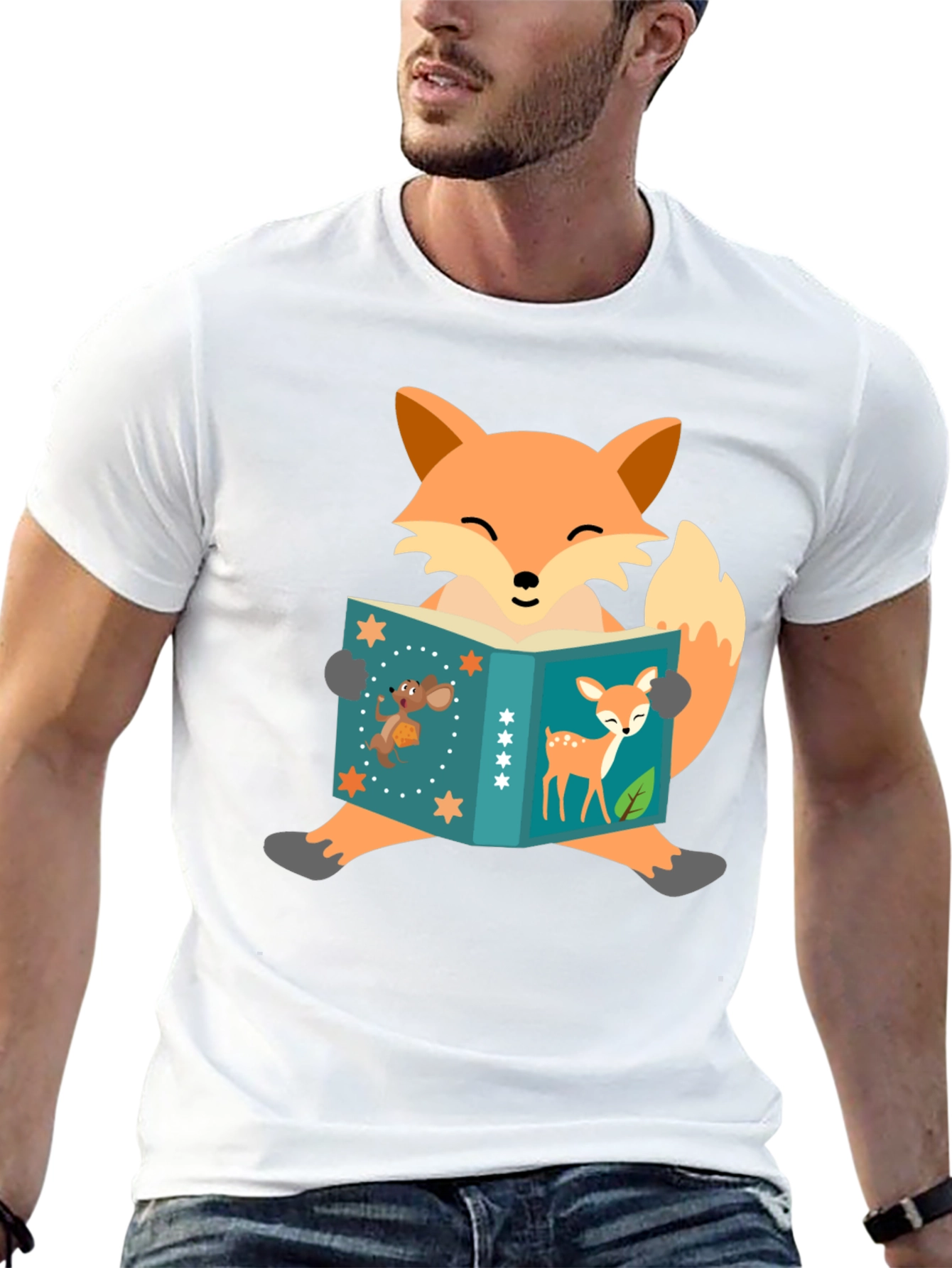 Fox Reading Book T-Shirt - Fun Animal Design
