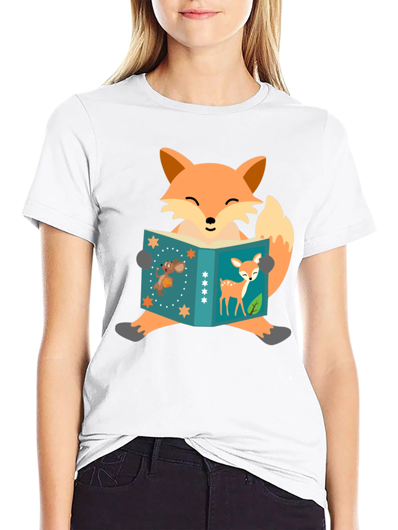 Fox Reading Book T-Shirt - Fun Animal Design
