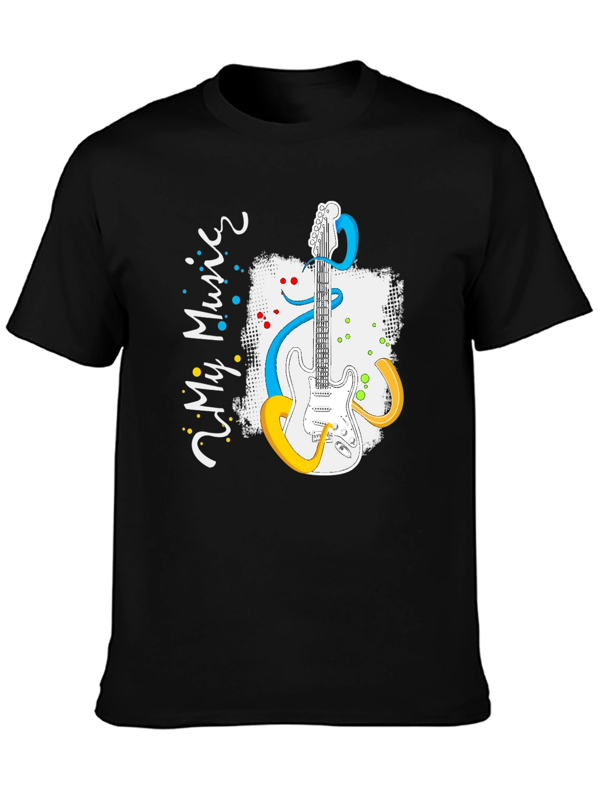 My Music Guitar Graphic Tee - Black Cotton T-Shirt