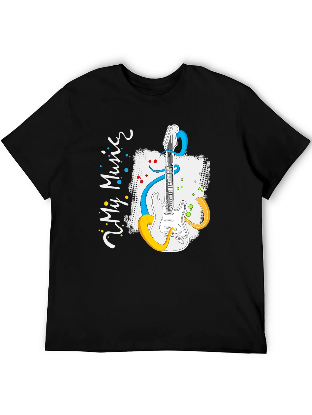 My Music Guitar Graphic Tee - Black Cotton T-Shirt