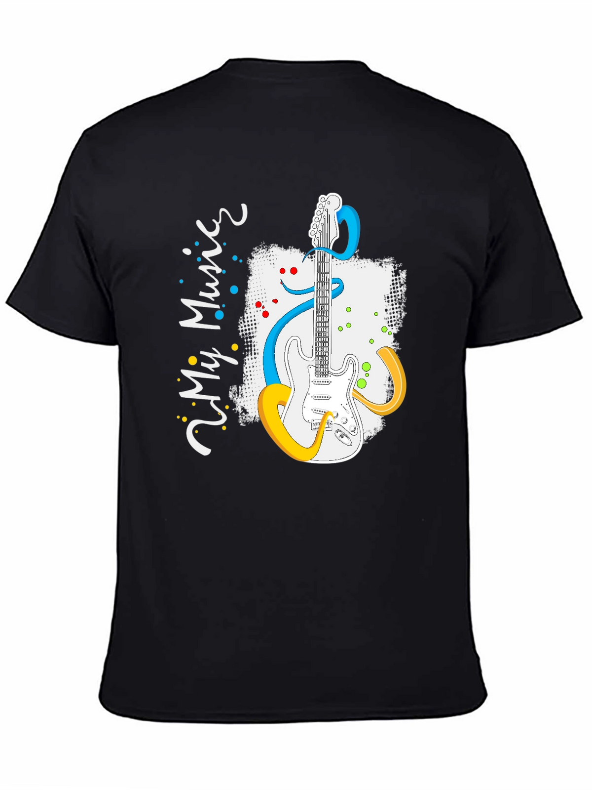 My Music Guitar Graphic Tee - Black Cotton T-Shirt