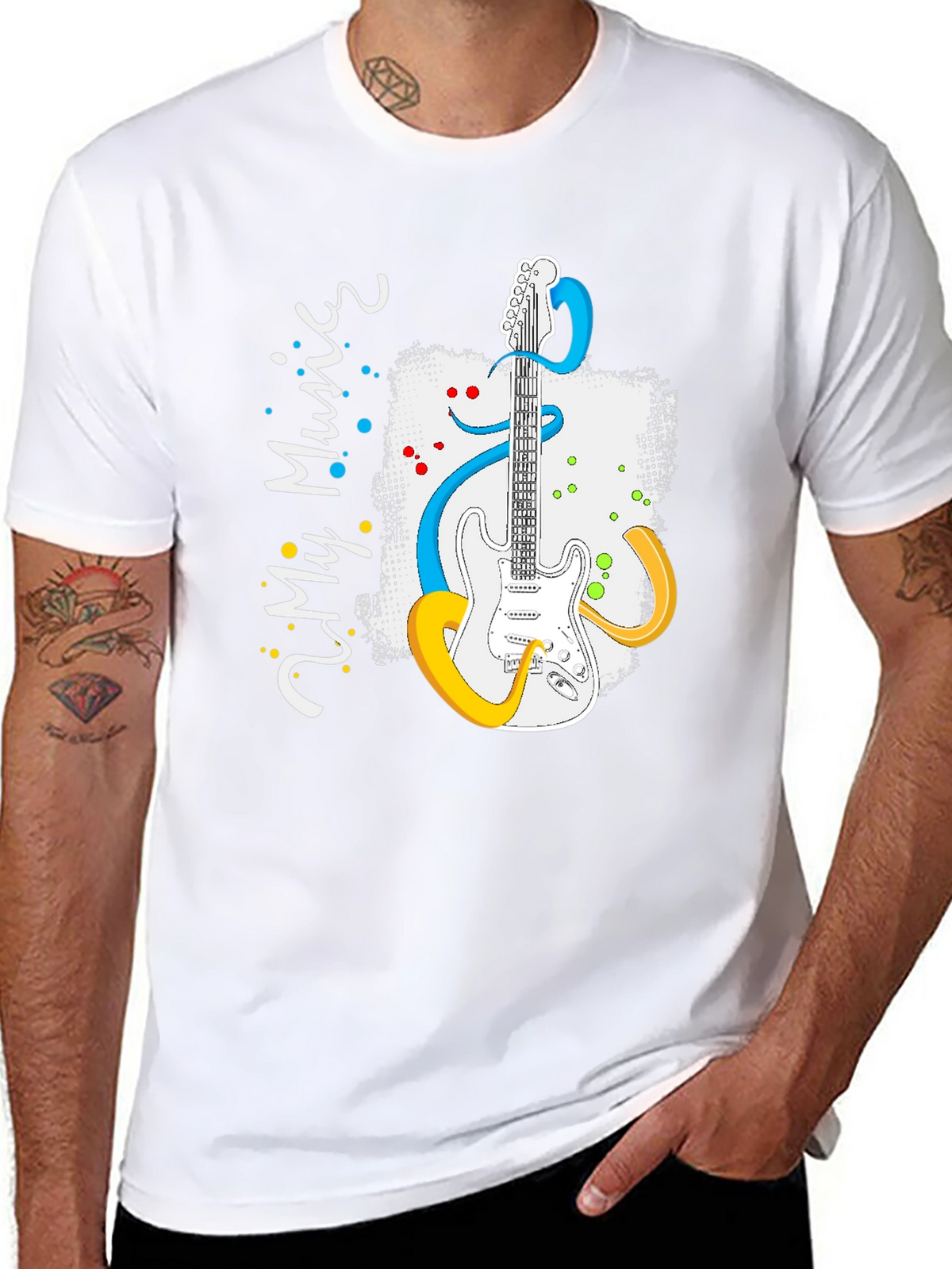 My Music Guitar Graphic Tee - Black Cotton T-Shirt