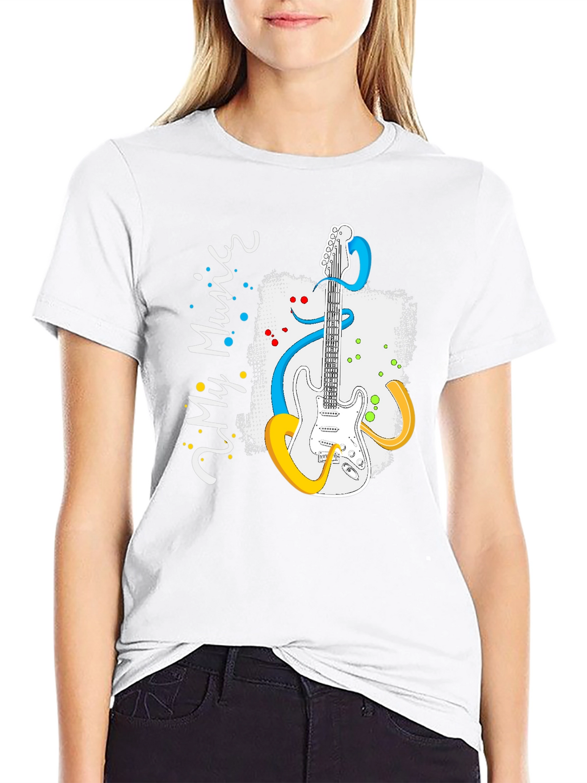 My Music Guitar Graphic Tee - Black Cotton T-Shirt
