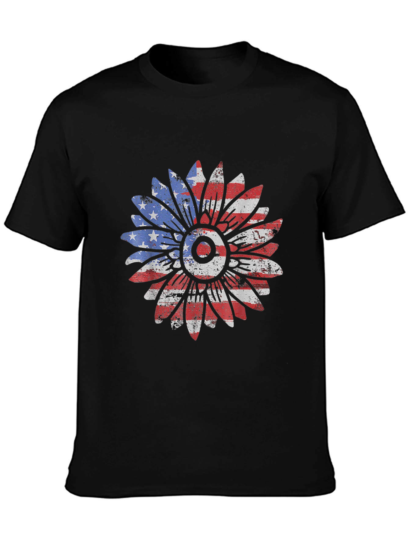 American Flag Sunflower Graphic T-Shirt