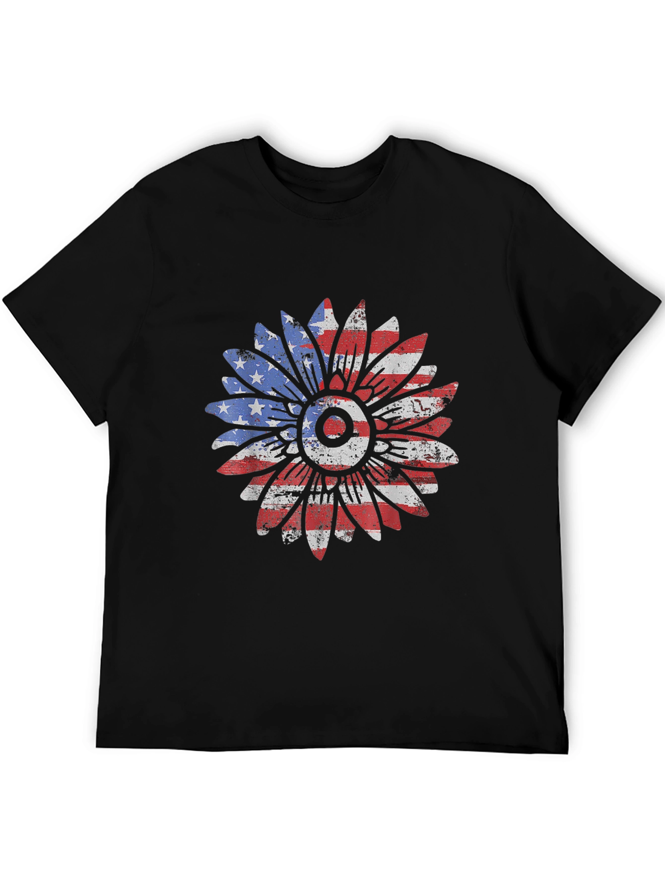 American Flag Sunflower Graphic T-Shirt