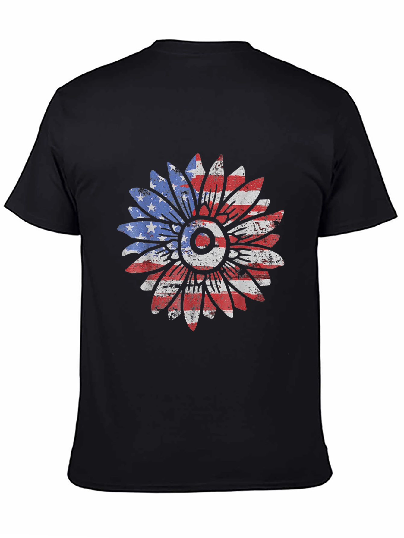 American Flag Sunflower Graphic T-Shirt