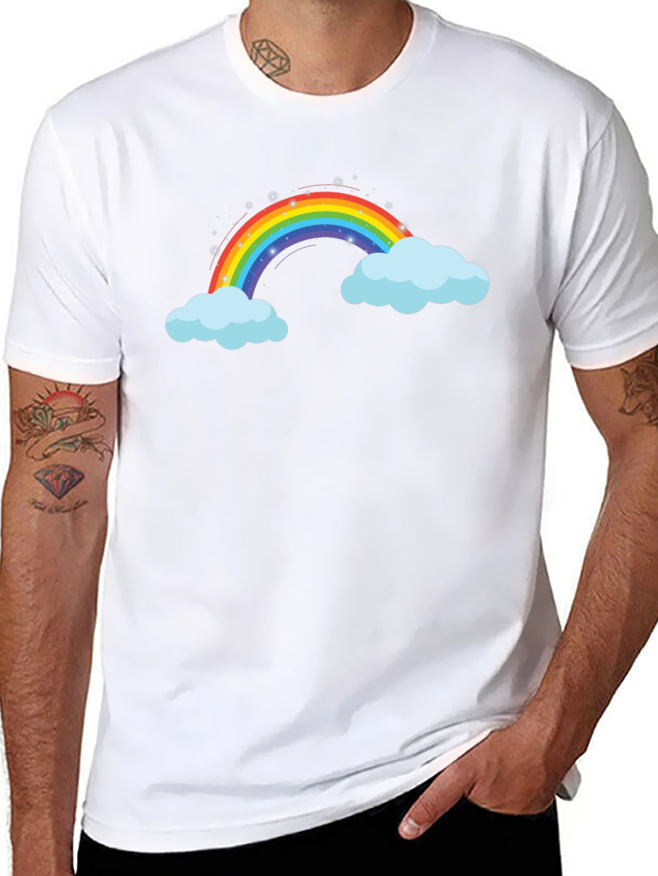 Rainbow Cloud Graphic Black T-Shirt
