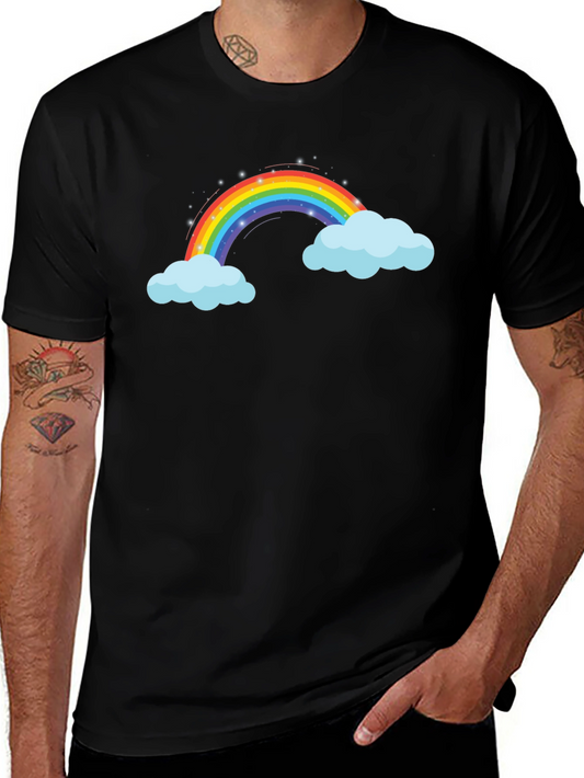 Rainbow Cloud Graphic Black T-Shirt