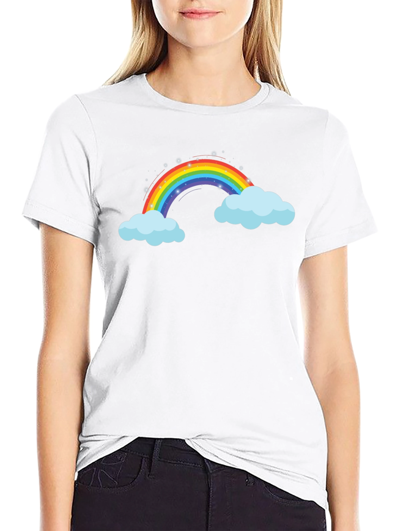 Rainbow Cloud Graphic Black T-Shirt