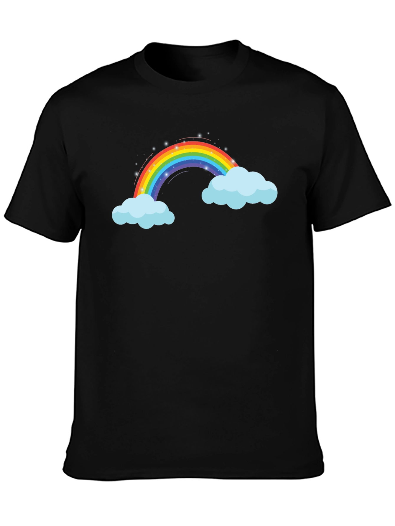 Rainbow Cloud Graphic Black T-Shirt