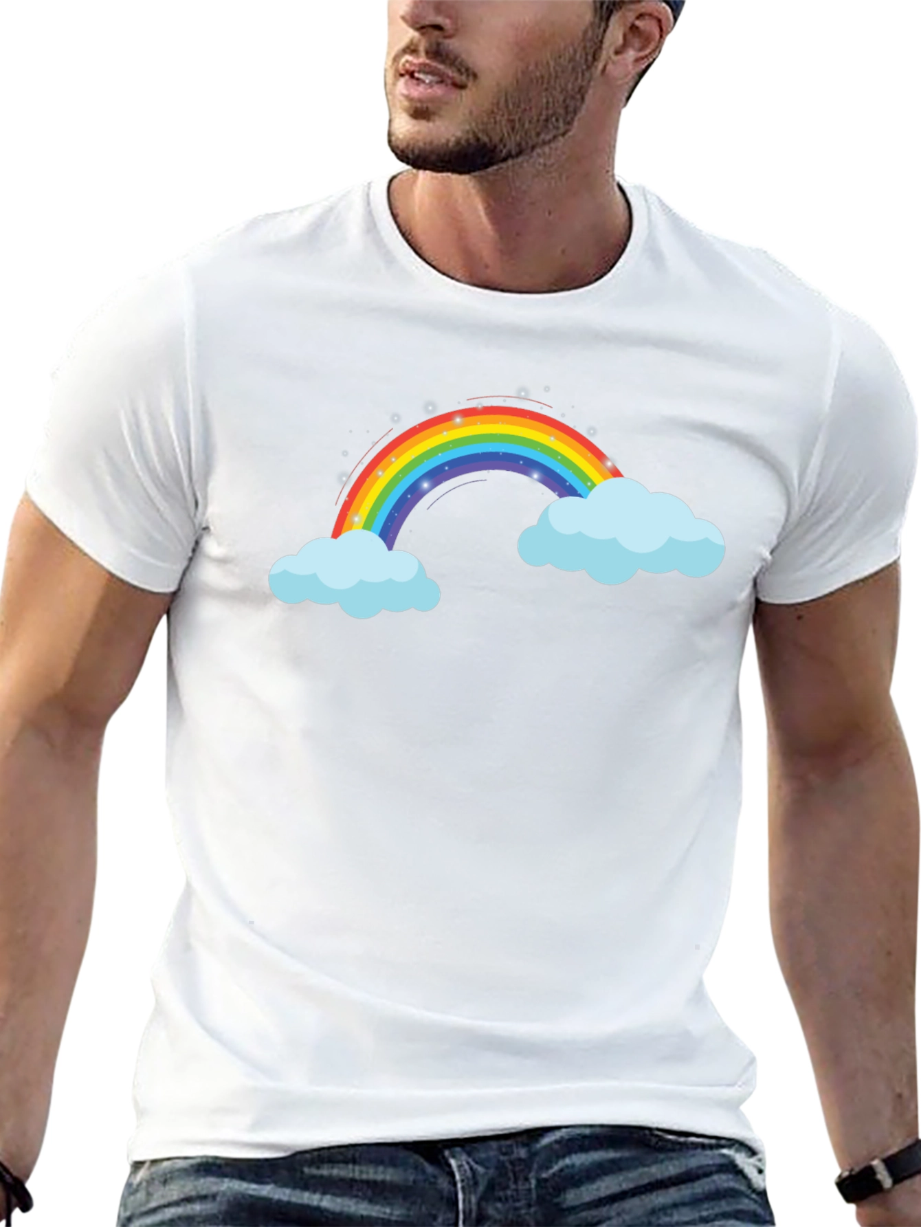 Rainbow Cloud Graphic Black T-Shirt