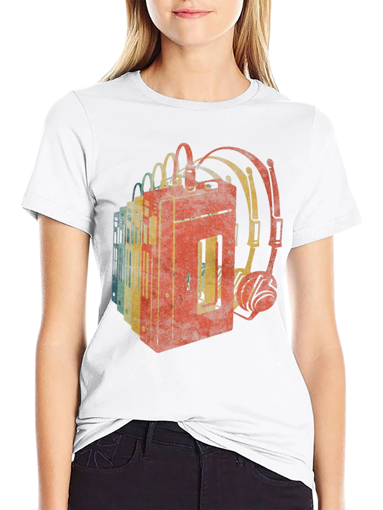 Retro Cassette Tape & Headphone Graphic Tee