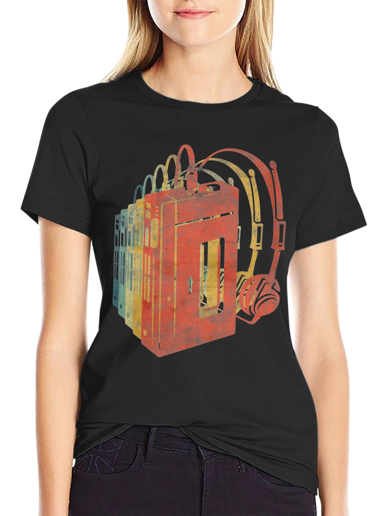 Retro Cassette Tape & Headphone Graphic Tee