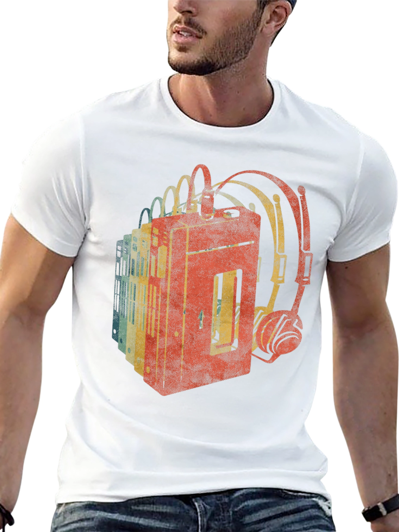 Retro Cassette Tape & Headphone Graphic Tee