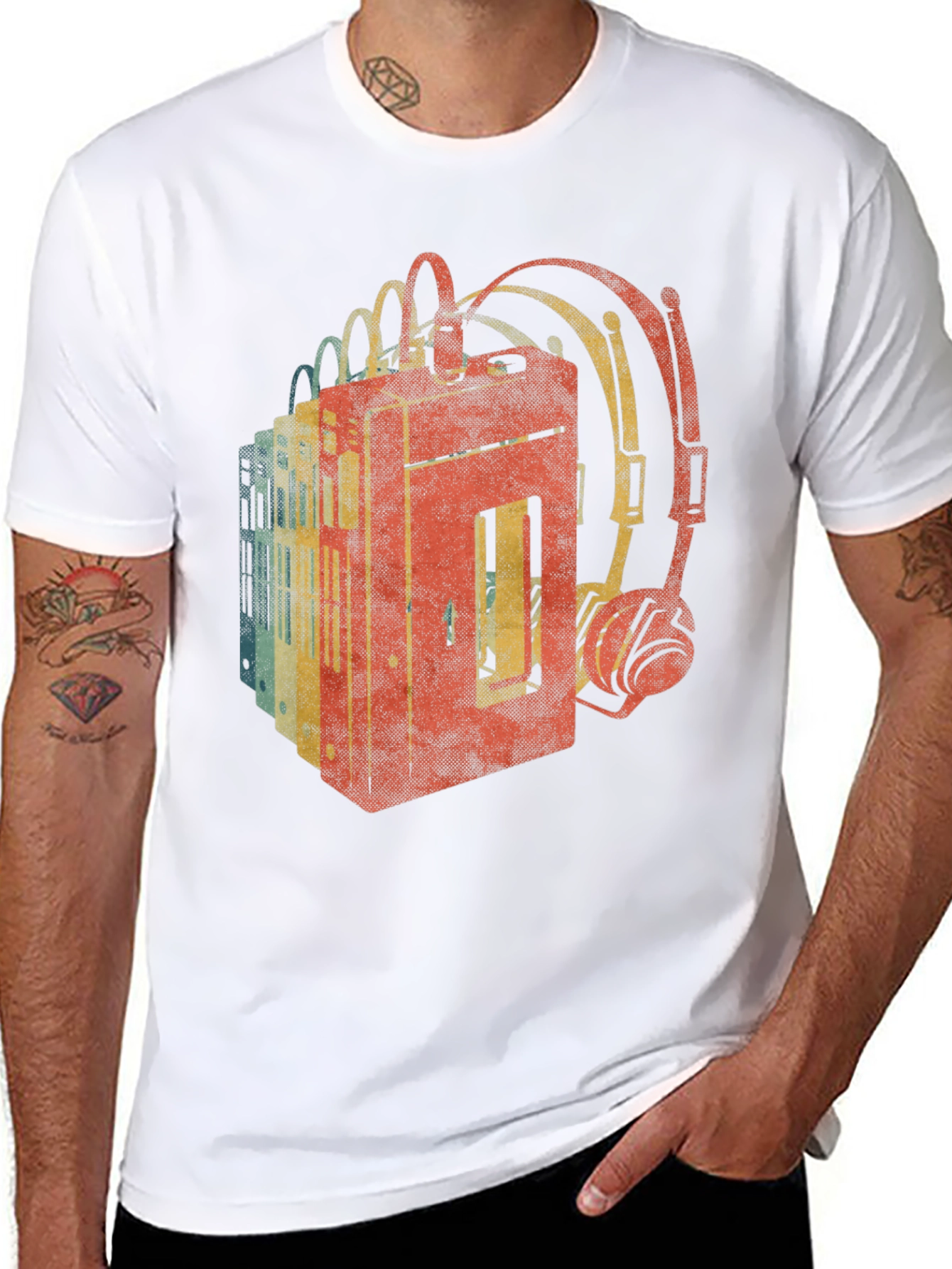 Retro Cassette Tape & Headphone Graphic Tee