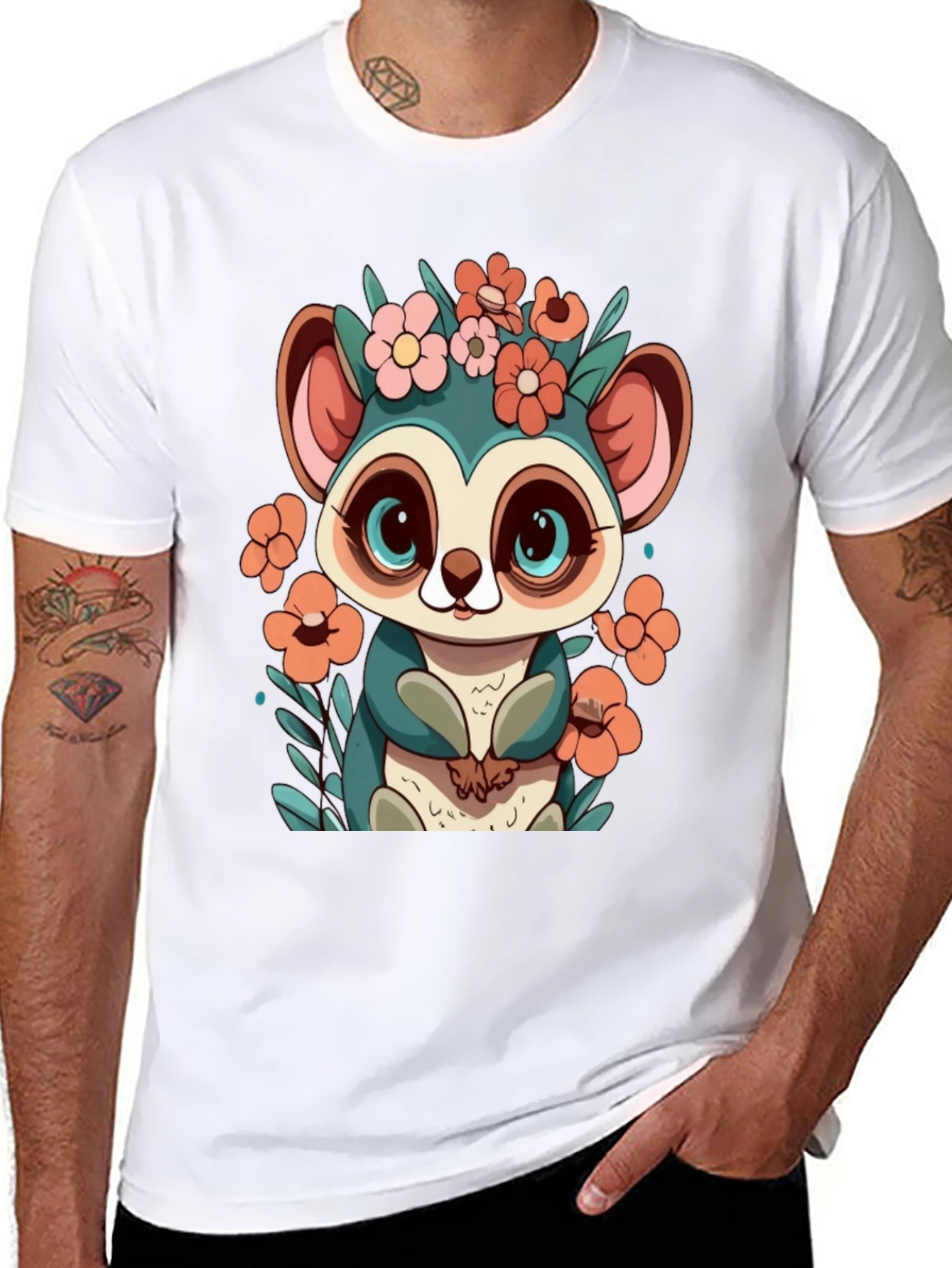 Cute Lemur Floral T-Shirt