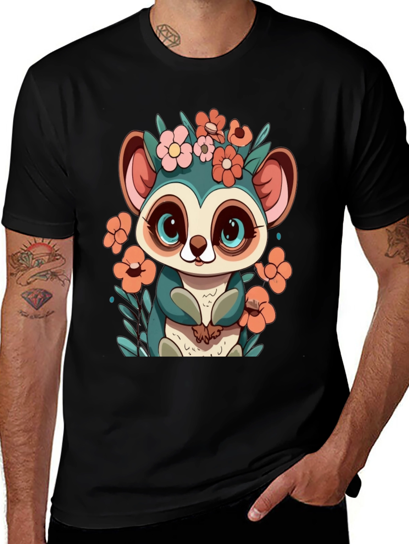 Cute Lemur Floral T-Shirt