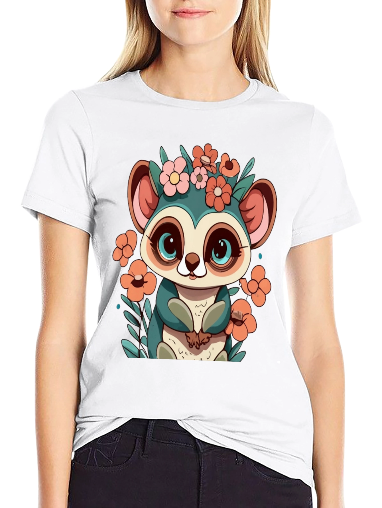 Cute Lemur Floral T-Shirt