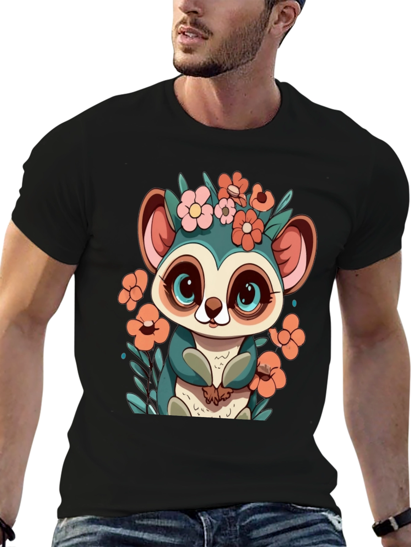 Cute Lemur Floral T-Shirt