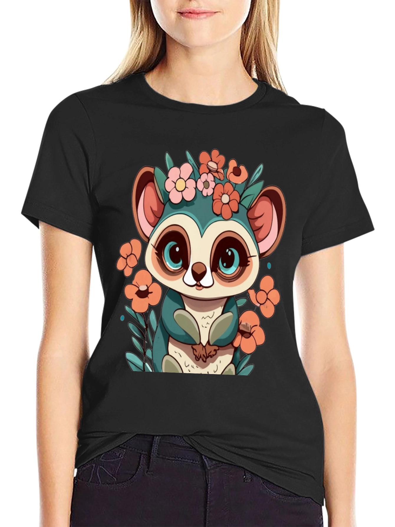 Cute Lemur Floral T-Shirt