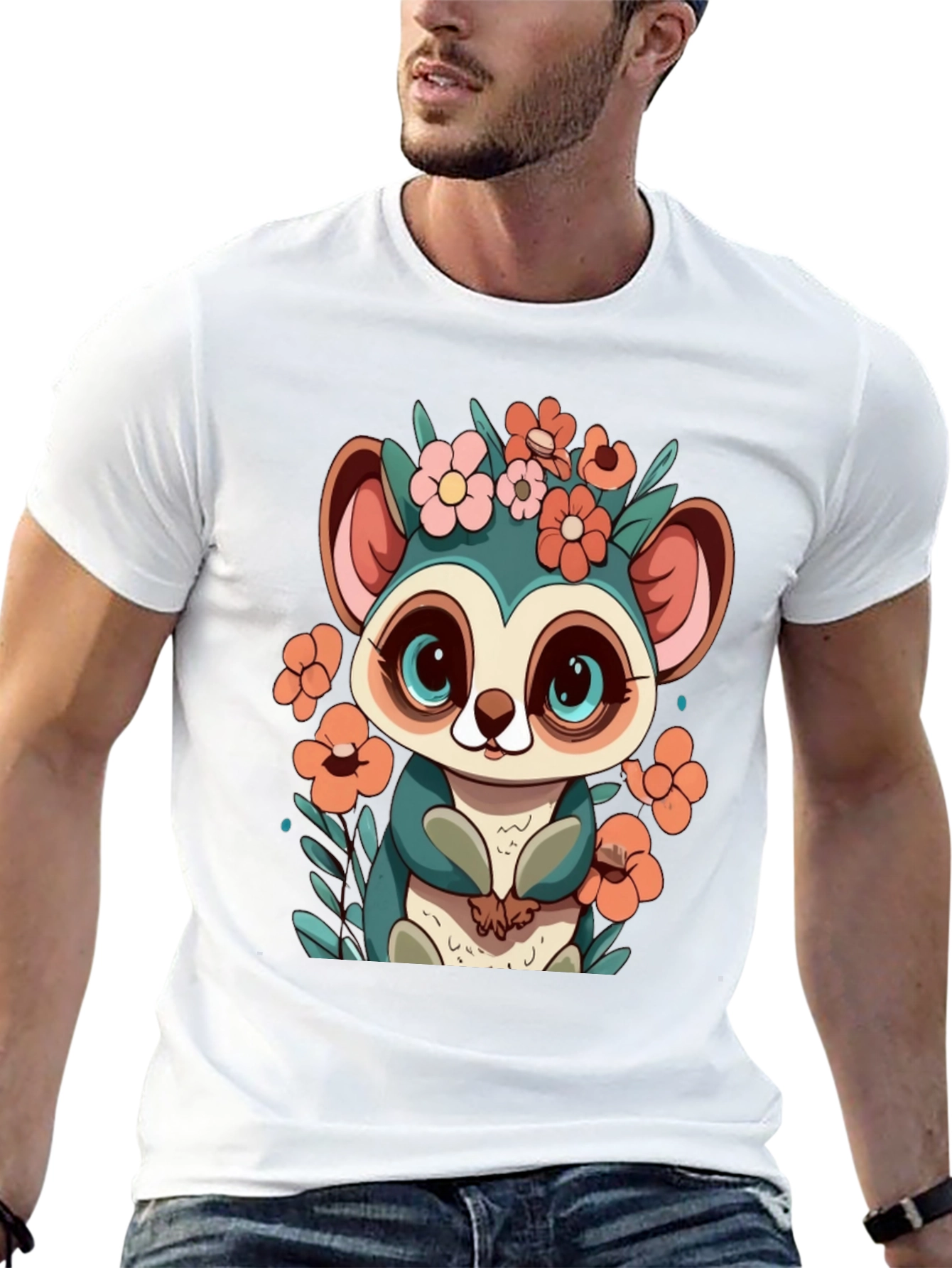 Cute Lemur Floral T-Shirt