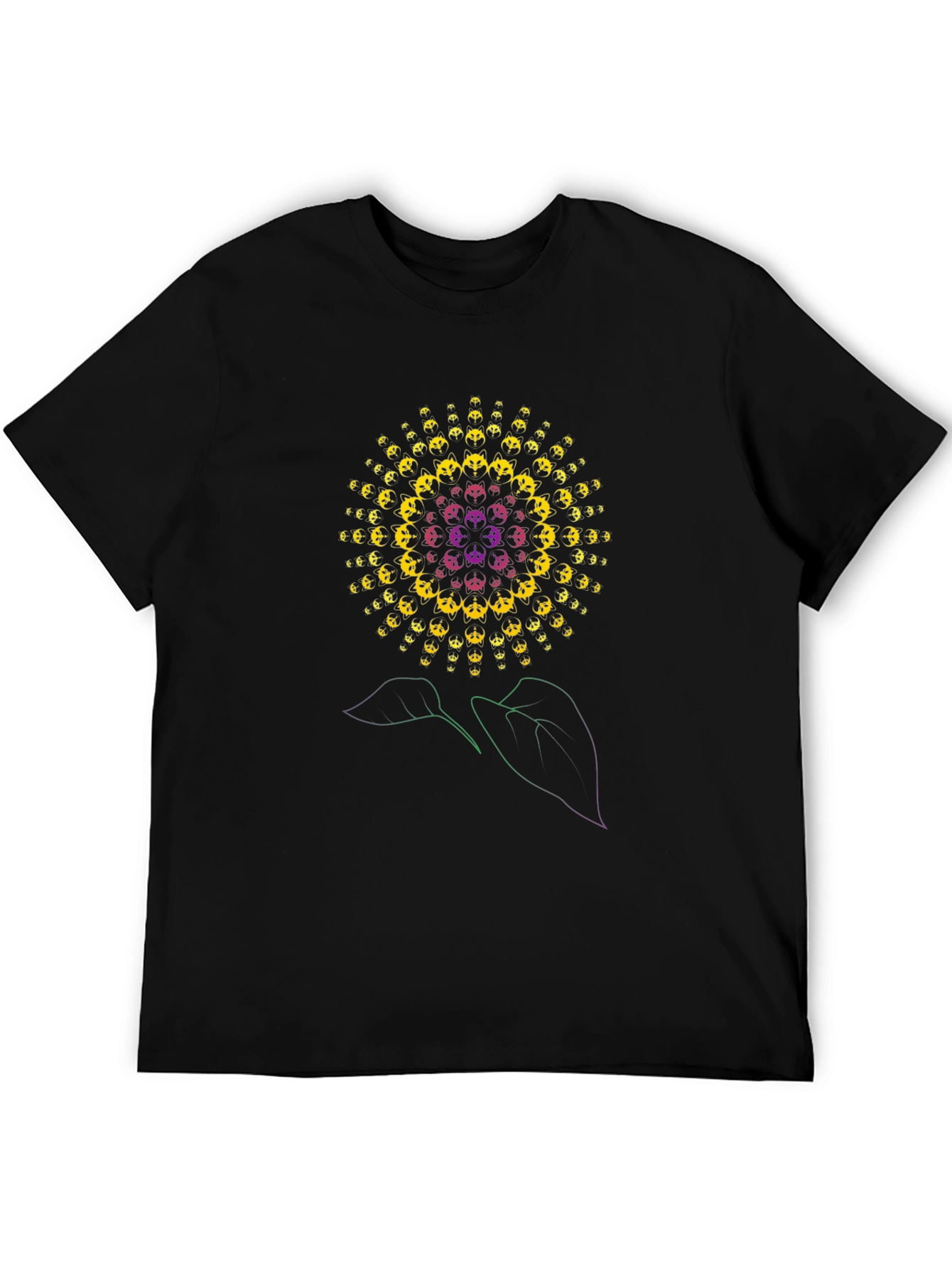 Psychedelic Sunflower Graphic T-Shirt - Black