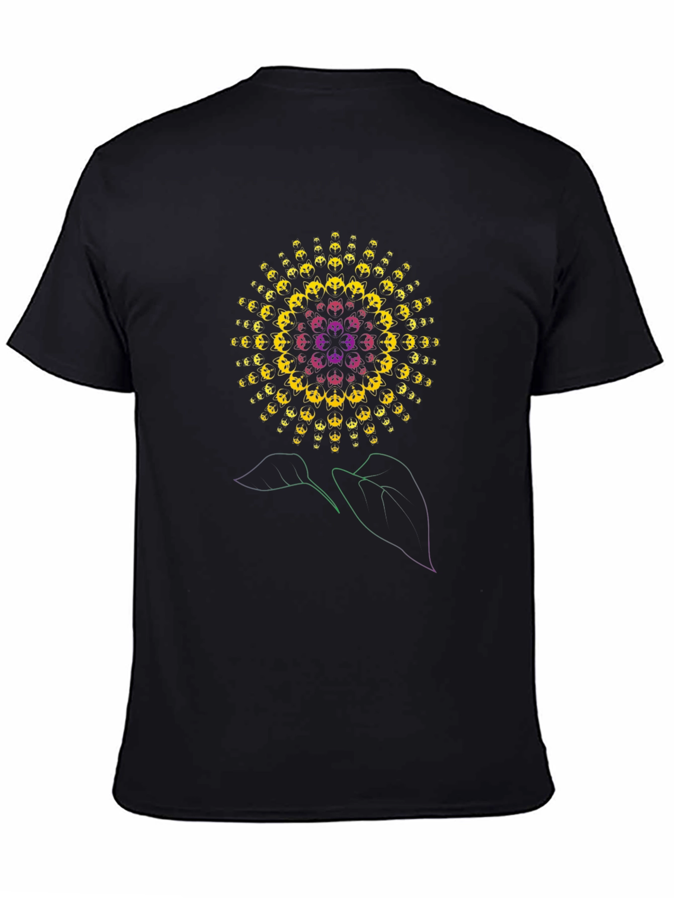 Psychedelic Sunflower Graphic T-Shirt - Black