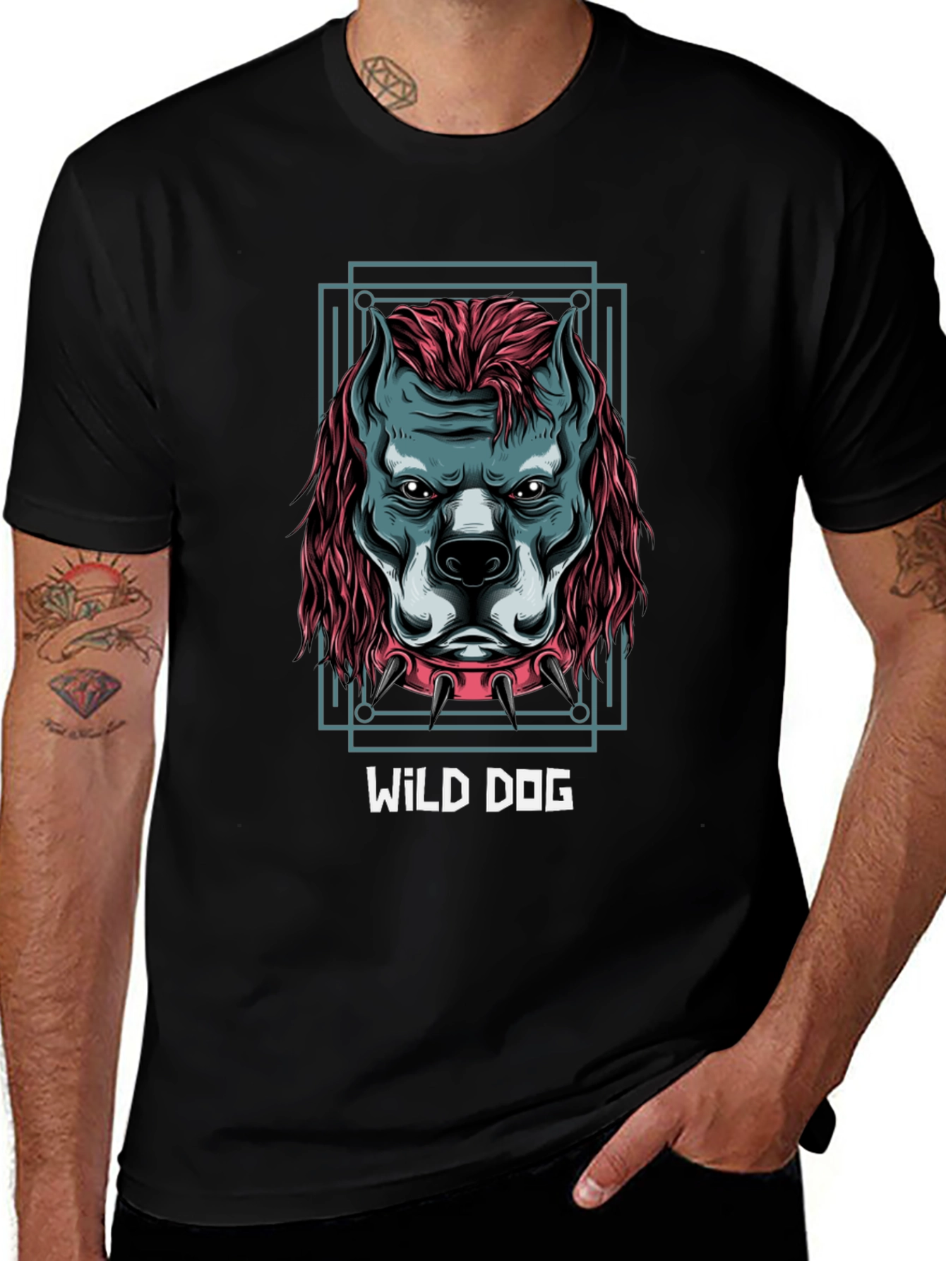 Wild Dog Graphic Tee - Mens Black T-Shirt