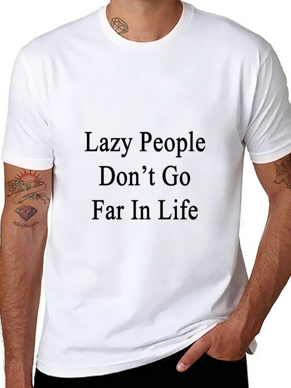 Motivational Black T-Shirt - Lazy People Quote